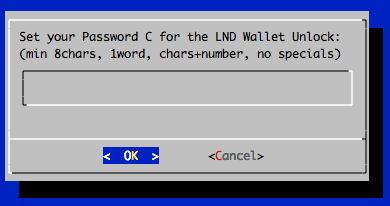 Vergabe des LND Wallet Passwort Typ C